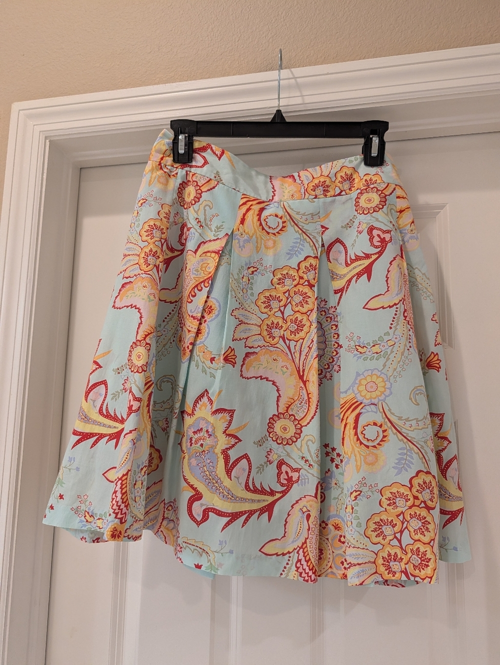 J. McLaughlin Silk Floral Pleated A-Line Skirt Size 6